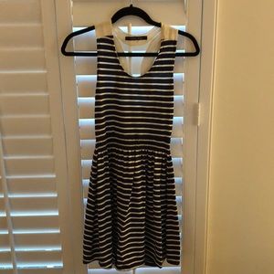 Blue and white striped dress